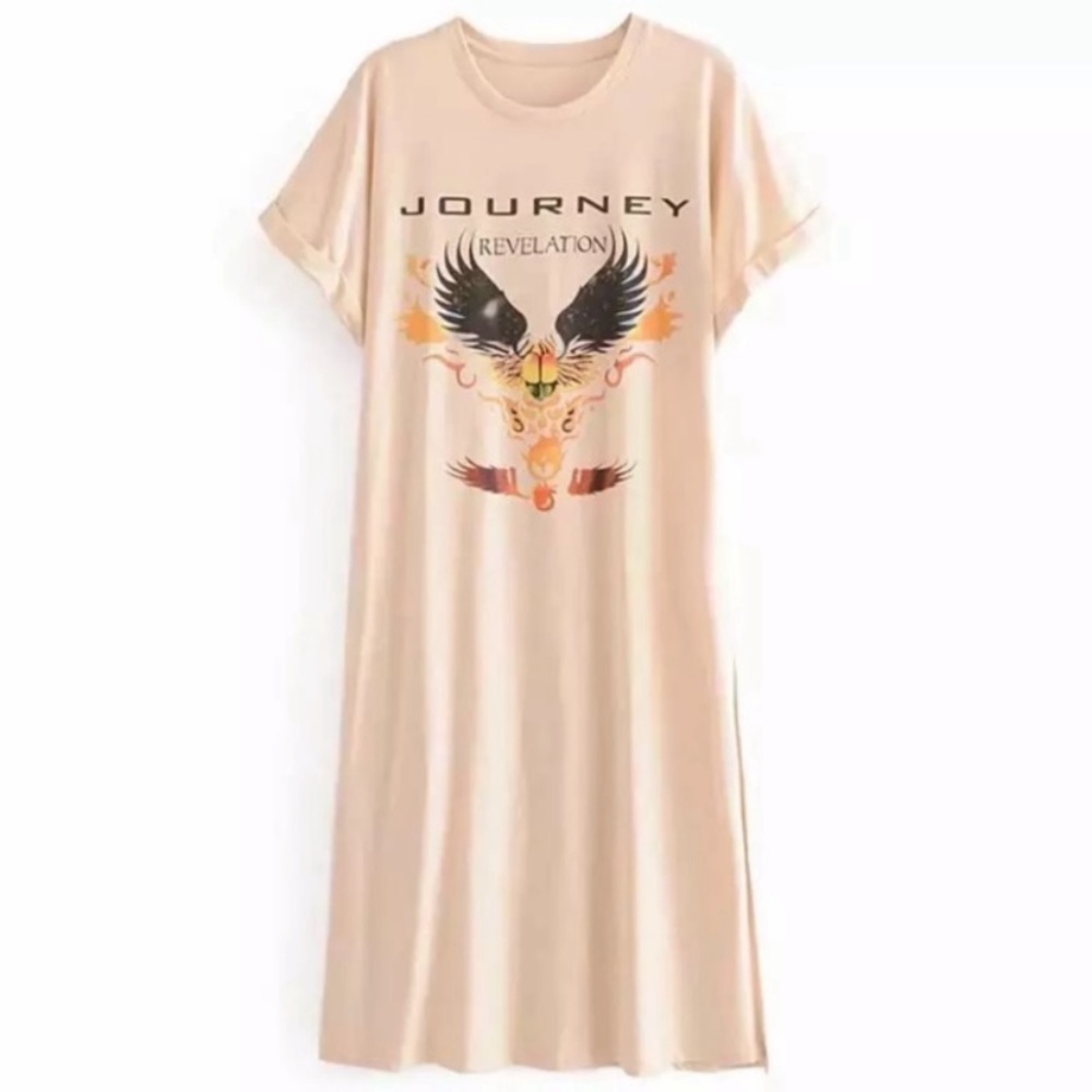 SOLD OUT Cream Journey Revelation Graphic T-Shirt Dress - Picture 2 of 4